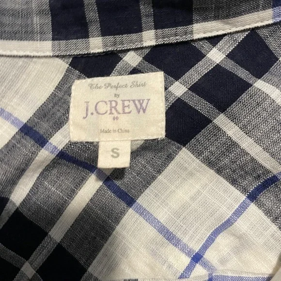 J Crew Sz S‎ 100% Cotton Plaid Preppy Work Casual Lagenlook Academia 90s Grunge - Picture 5 of 11